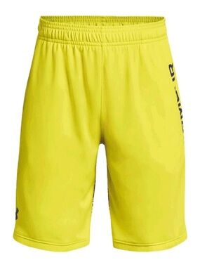 NWT Under Armour Boys Stunt 3.0 Printed Basketball Shorts Yellow Size Large